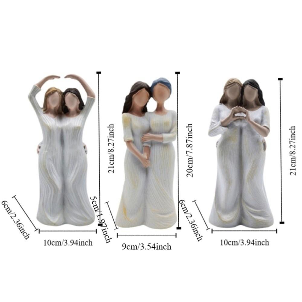 Sister Mother and Daughter Statue Hand-Painte Family Sculpture  Mothers Day