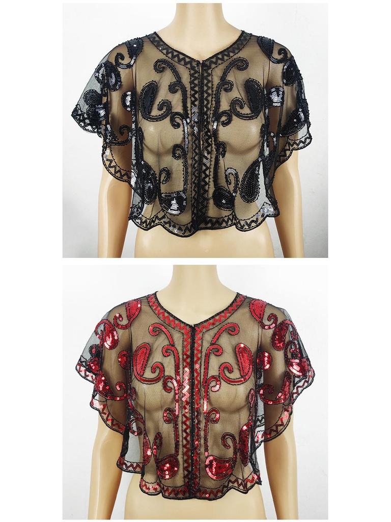 Bolero versatil din dantelă: Șal european și american de vară cu paiete și plasă