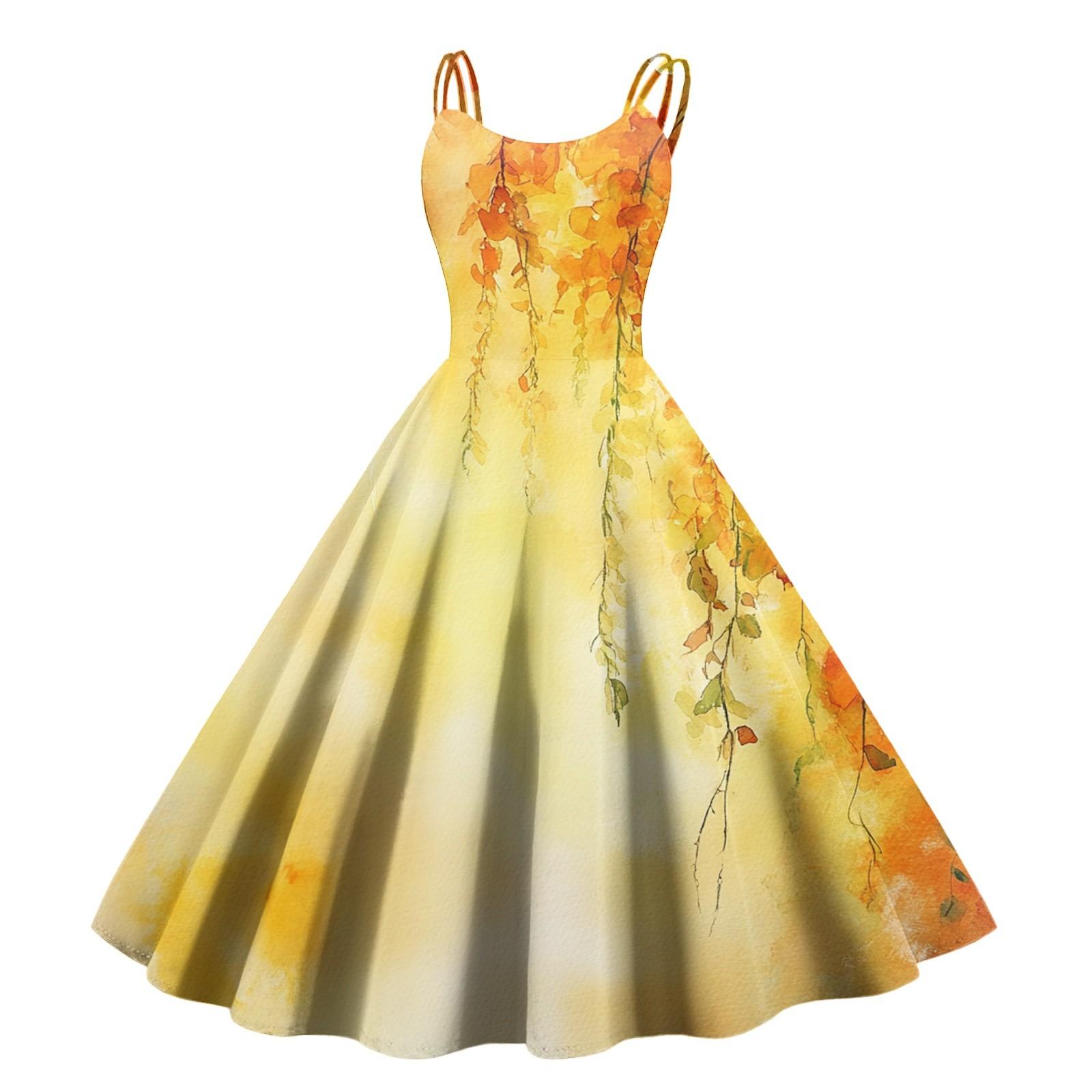 

Женское сексуальное платье с открытыми плечами в стиле панк-винтаж с цветочным принтом XL жёлтый