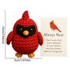 Yousheng Crochet Red Bird Emotional Support Ornament with Inspirational Card Pocket-Sized Hug Companion Positive Bird Gift for Women Loved Ones