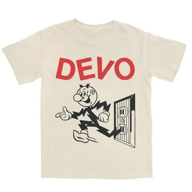 Vintage Style Devo Music Tour Concert Short Sleeve White Color Shirt S-5XL Unisex T-Shirt S