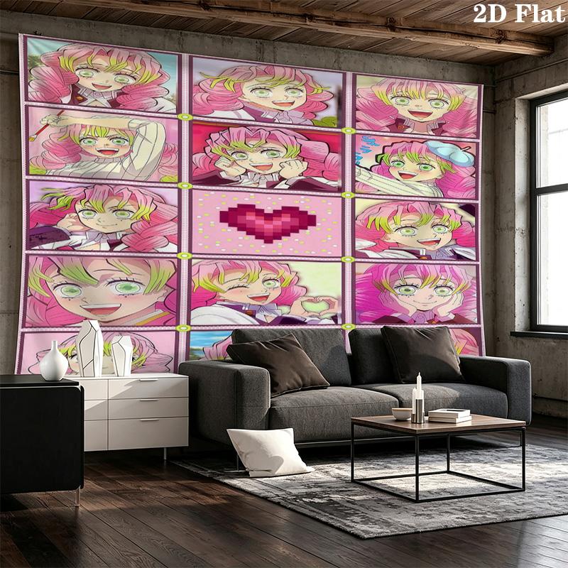 Demon Slayer Wall Tapestry Aesthetic Wall Hanging Printed Fabric Blanket Decorative Tapestries For Bedroom Living Room Home Decor