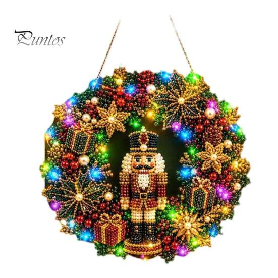 DIY-Feiertagshandwerk für Erwachsene Weihnachts-Diamantmalerei-Kranz-Set mit LED-Lichterkette, Schneemann-Perlenkunst Hängendes Ornament für Erwachsene, Acryl