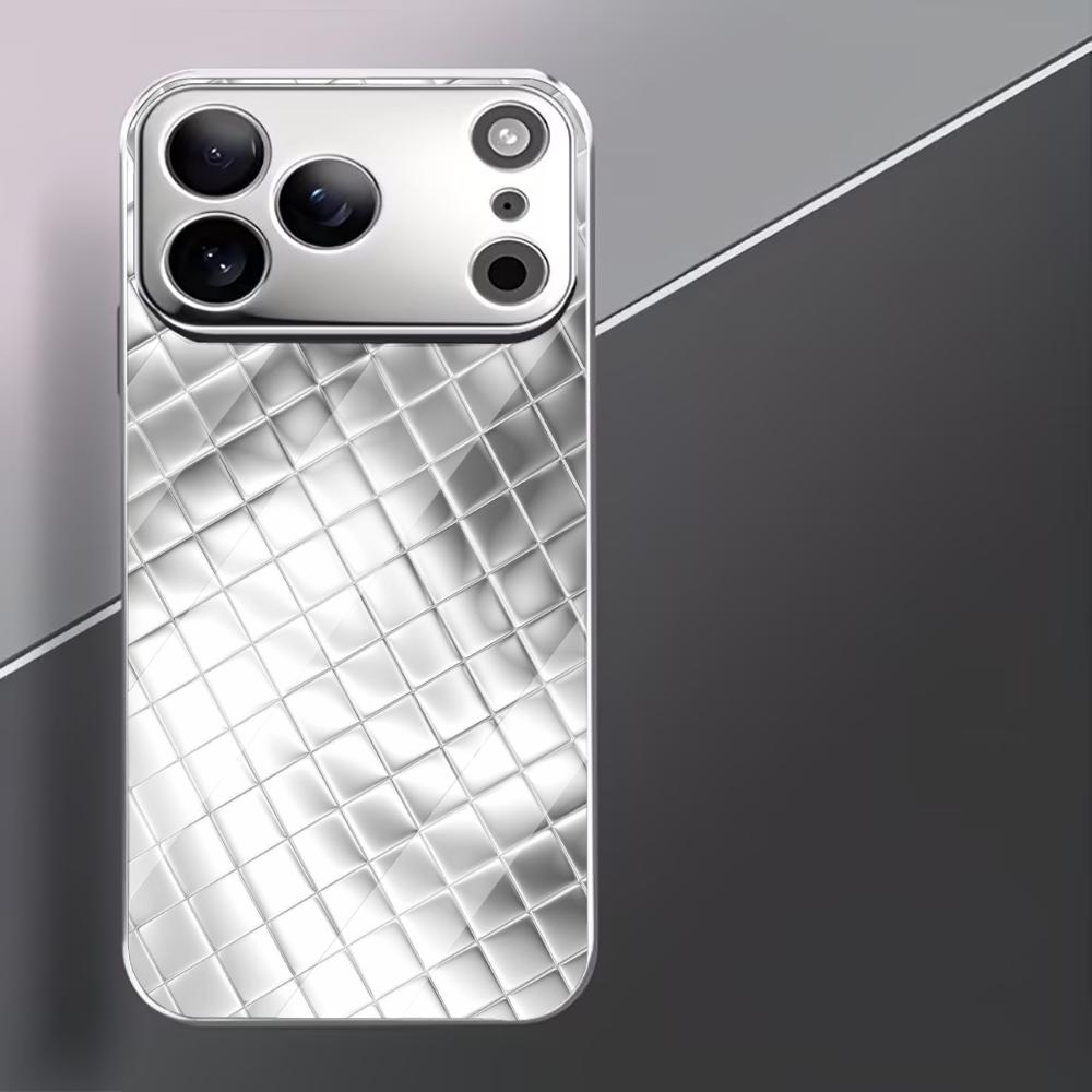 Silver Pattern Protect luxurious Exquisite luxury High-end PhoneCase Glass PhoneCase for iPhone 17 16 15 14 13 12 11pm Pro Plus