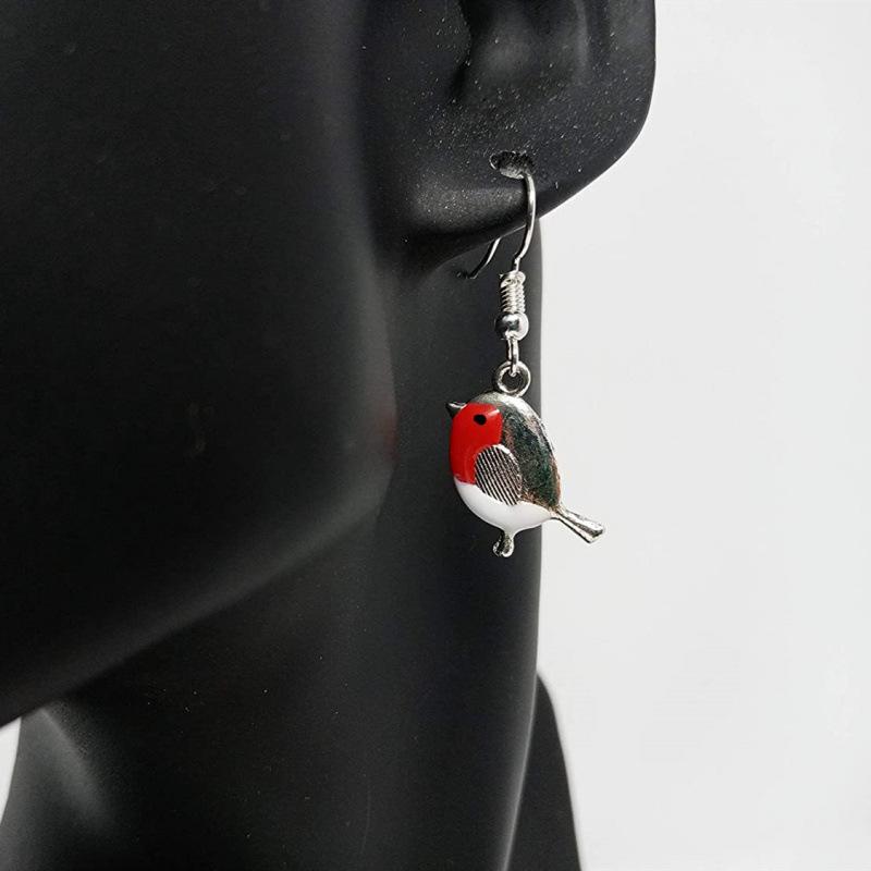Enamel Alloy Bird Pendant Earrings