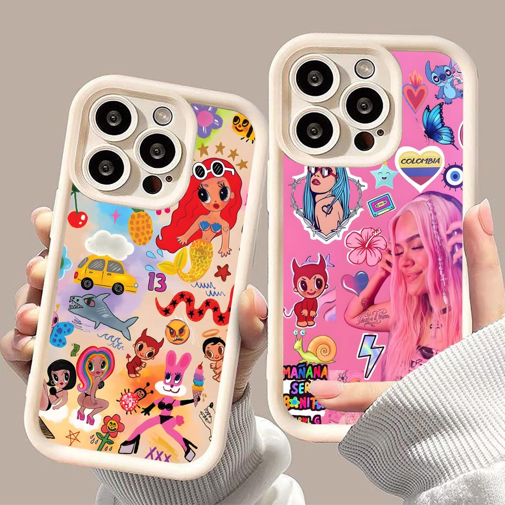 Karol G Latino Mobile Cell Phone Case for iPhone 17 16 15 14 13 12 11 Air Pro Max Plus Thicken TPU Colorful Cover Cover Pretty