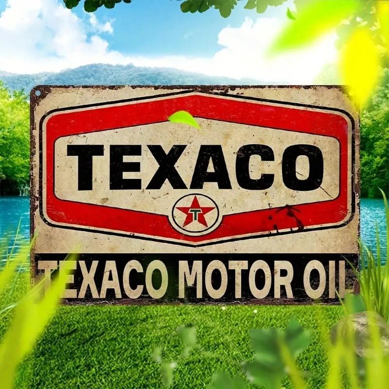 Vintage Texaco Motor Oil Metal Tin Sign Garage Man Cave Decor Car Lover Gift