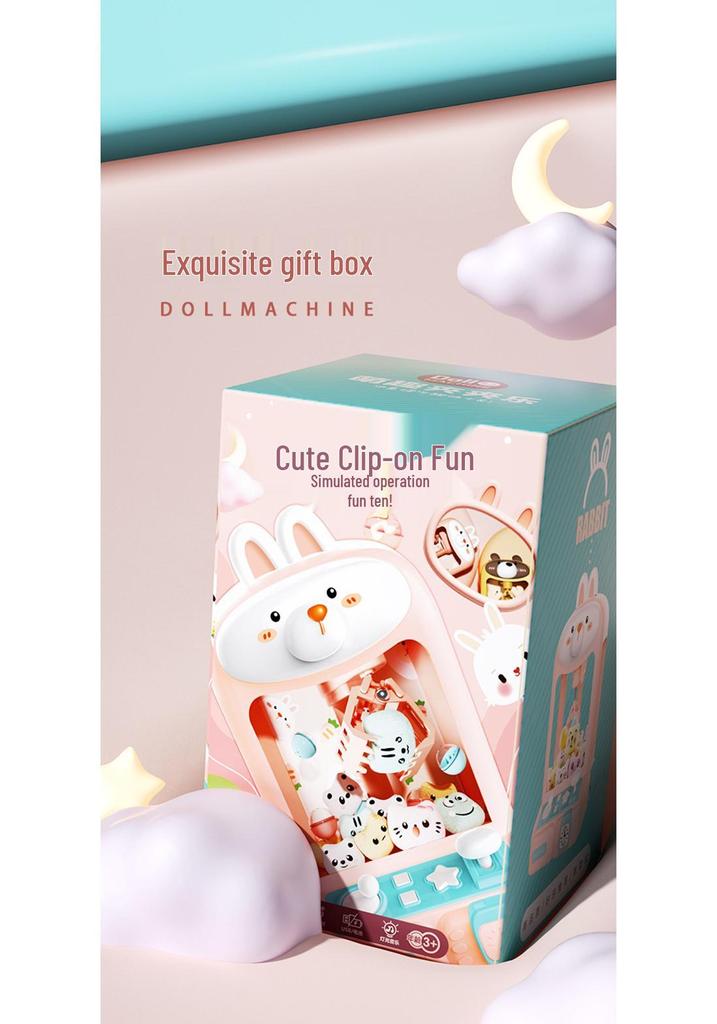 Mini Claw Machine Toy with Lights and Sound - Cute Rabbit & Bear Design, Educational Birthday Gift