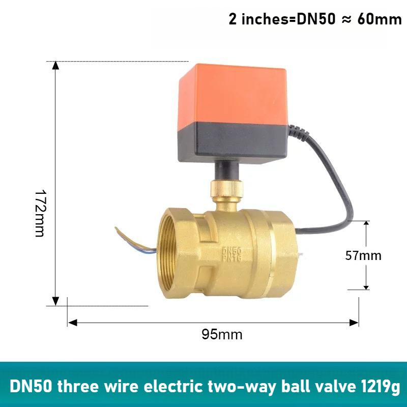 Electric Copper Two-way Ball Valve DN15 20 25 32 40 50 Three Wire Two-point Control 220V 12V 24V Electric Ball Valve