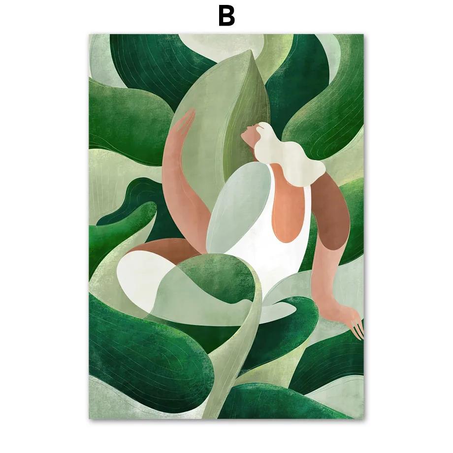 Scandinavian Style Boho Abstract Wall Art Prints, Abstract Poster, Coral Leaves Flower Gallery, Aesthetic Room Decor, Modern Fas
