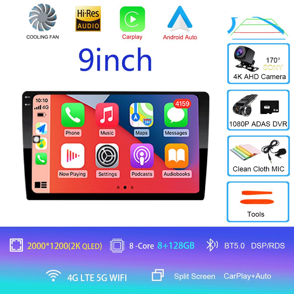Android 14 2din Car Radio Multimedia Player 9 inch Carplay For Toyota Volkswagen Hyundai Kia Renault Nissan Honda Lad WIFI+4G