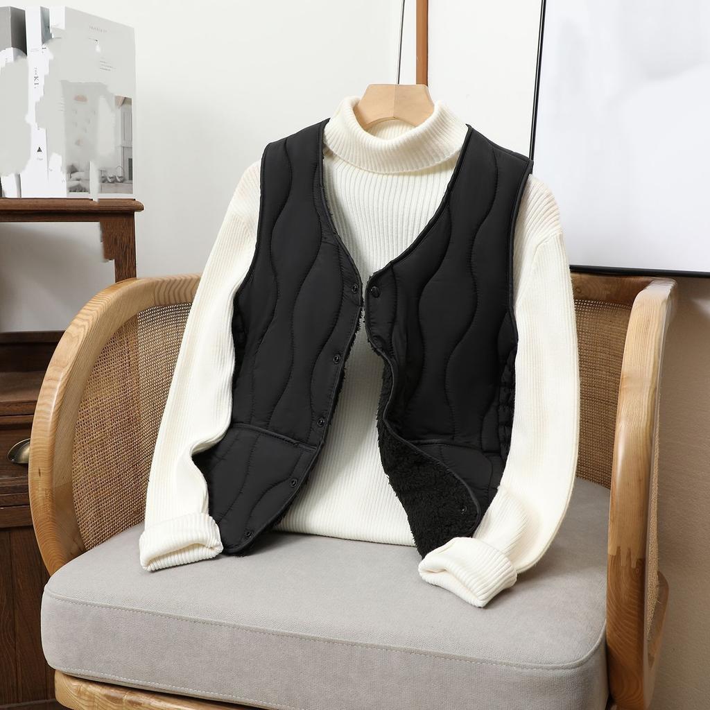 Down Cotton Vest Women's Short Plus Velvet Thickened Large Size Liner Slim Inner Wear Warm Vest