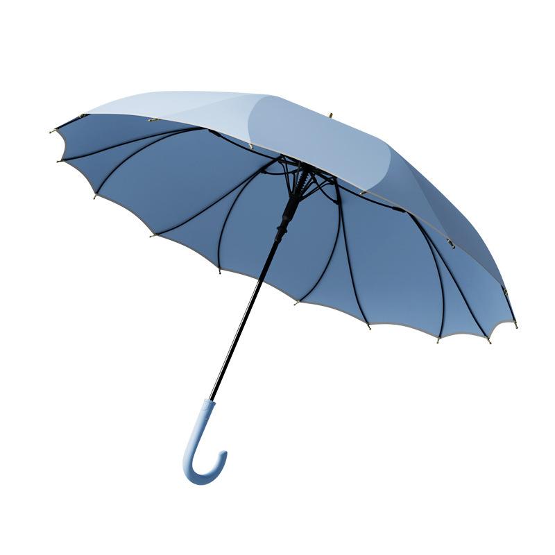 Simple one-piece long-handled umbrella, the same for men and women, automatic enlarged straight rod umbrella, wind-resistant and strong umbrella