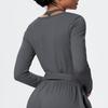 Women's Brushed Long Sleeve One-Piece Yoga Suit for Casual Outdoor Sports and Fitness