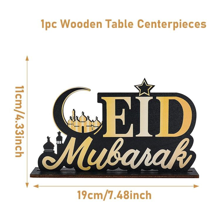 Eid Mubarak Holzornamente Ramadan Dekorationen für Zuhause Ramadan Kareem Islamischer Muslim Happy Eid Al Adha Party Dekoration 2024