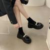 Loafers women's spring 2025 new niche design small fragrant French black British thick-soled small leather shoes