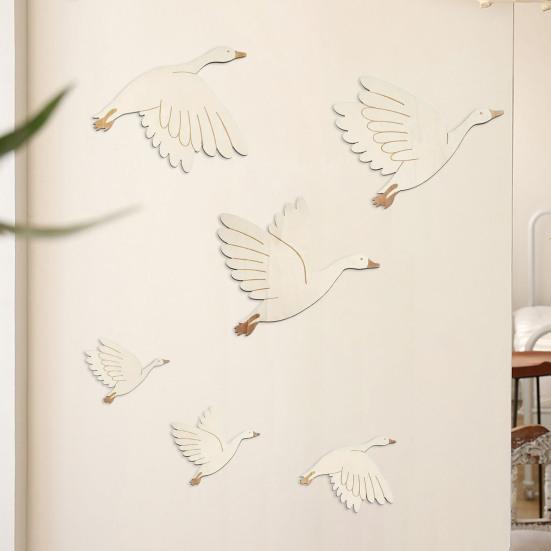 6 Stück/Set Holzmöwe Wanddekoration Bauernhaus Rustikal Seevogel Wandkunst Skulptur Zuhause Wohnzimmer Badezimmer Wand Dekoschild