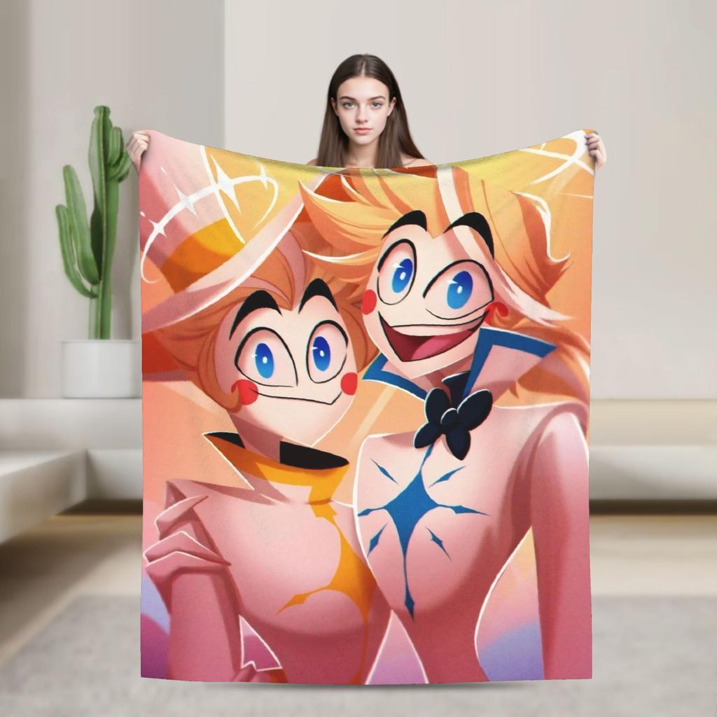 Hazbins Hotels Cartoon Blanket Fleece Textile Decor Breathable Ultra-Soft Throw Blanket for Home Travel Bedspreads