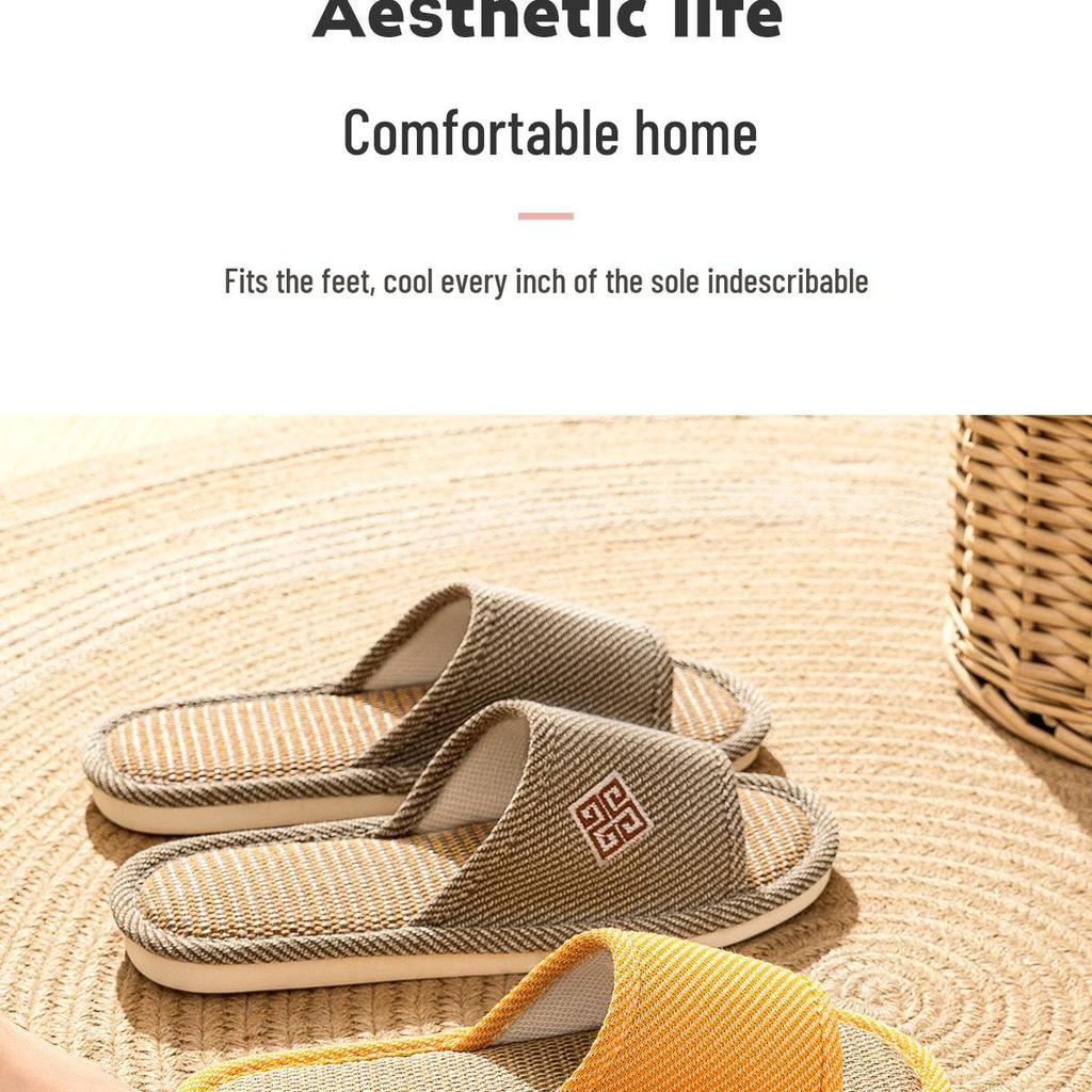 Men's Luxury Breathable Linen Slippers - 2025 Summer Non-Slip Casual Style