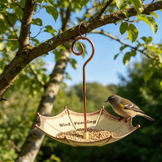Mangiatoia per Uccelli ad Ombrello da Esterno, Vassoio Mangiatoia per Uccelli ad Ombrello Retrò, Mangiatoia Decorativa Sospesa per Uccelli da Giardino e Cortile