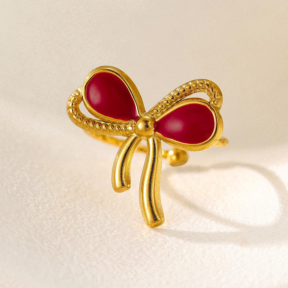 18K Gold-Plated Bow Stainless Steel Ring: European Style, Exquisite & Versatile Index Finger Jewelry