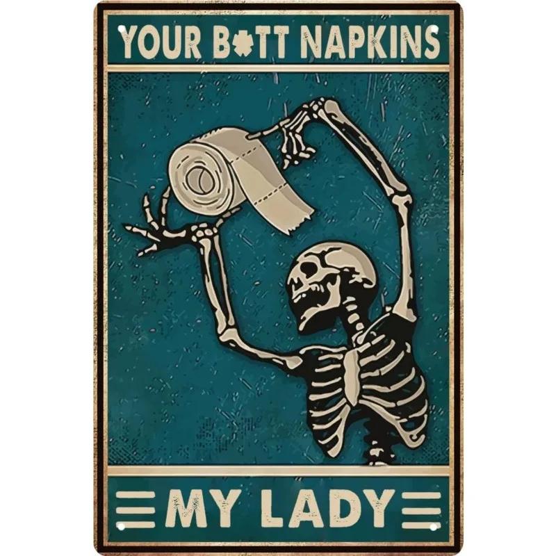 Vintage Metal Tin Poster Retro Bathroom Wall Art Sign Restroom Decor Plaque Metal Plate Poster for Toilet Home Decor