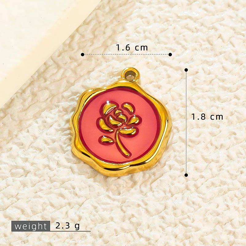 

French Drip Flower Oil Painting Pendant Necklace & Heart Earring Charms in Stainless Steel - DIY Titanium Jewelry Accessories for Women