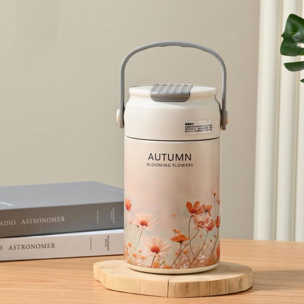 Insulated Hand-held Thermos Cup 316 Stainless Steel Straw Thermal Water Bottle  Practical Gift