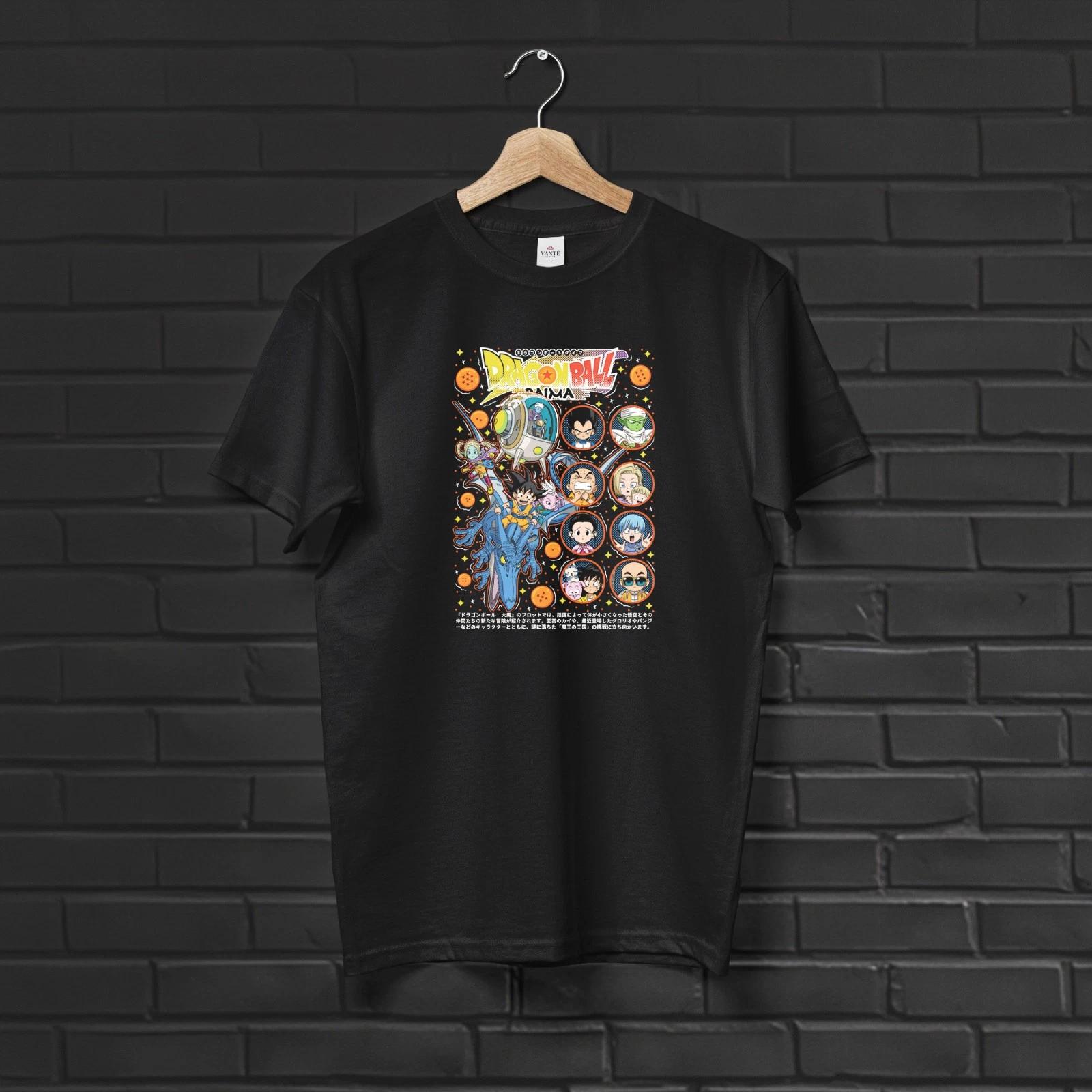 Goku Vegeta Mini Character Graphic Tee Shirt Men’s Casual Streetwear Top 3XL
