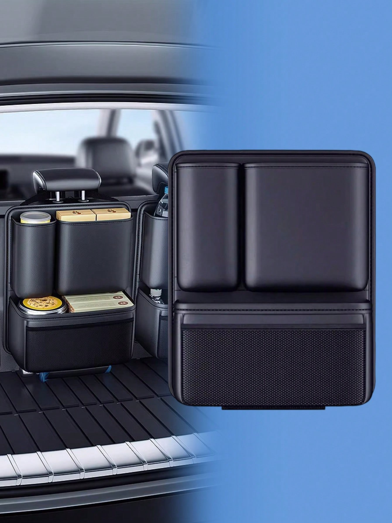 

Car Rear Seat Back Hanging Storage Bag Multi-Compartment Auto Organizer Waterproof Universal for SUV Sedan чёрный