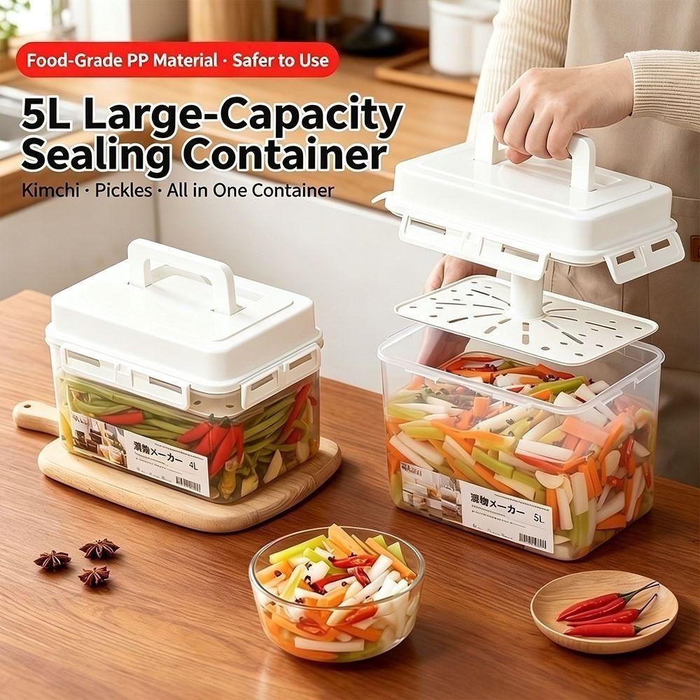 Sealed Lid Pickle Fermentation Container Plastic Pickled Vegetable Jar Kimchi Making