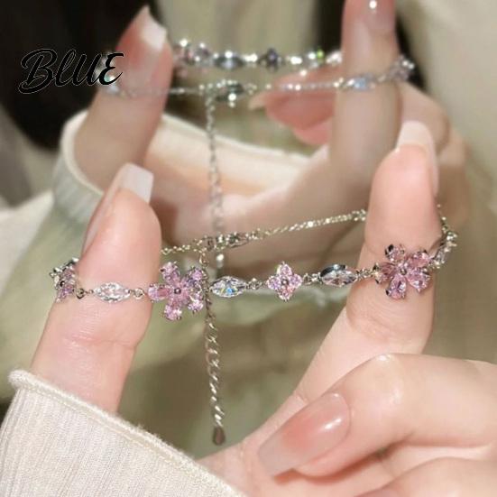 Non-fading Bracelet Women Shiny Rhinestones Inlaid Flower Comfortable Wear Shape