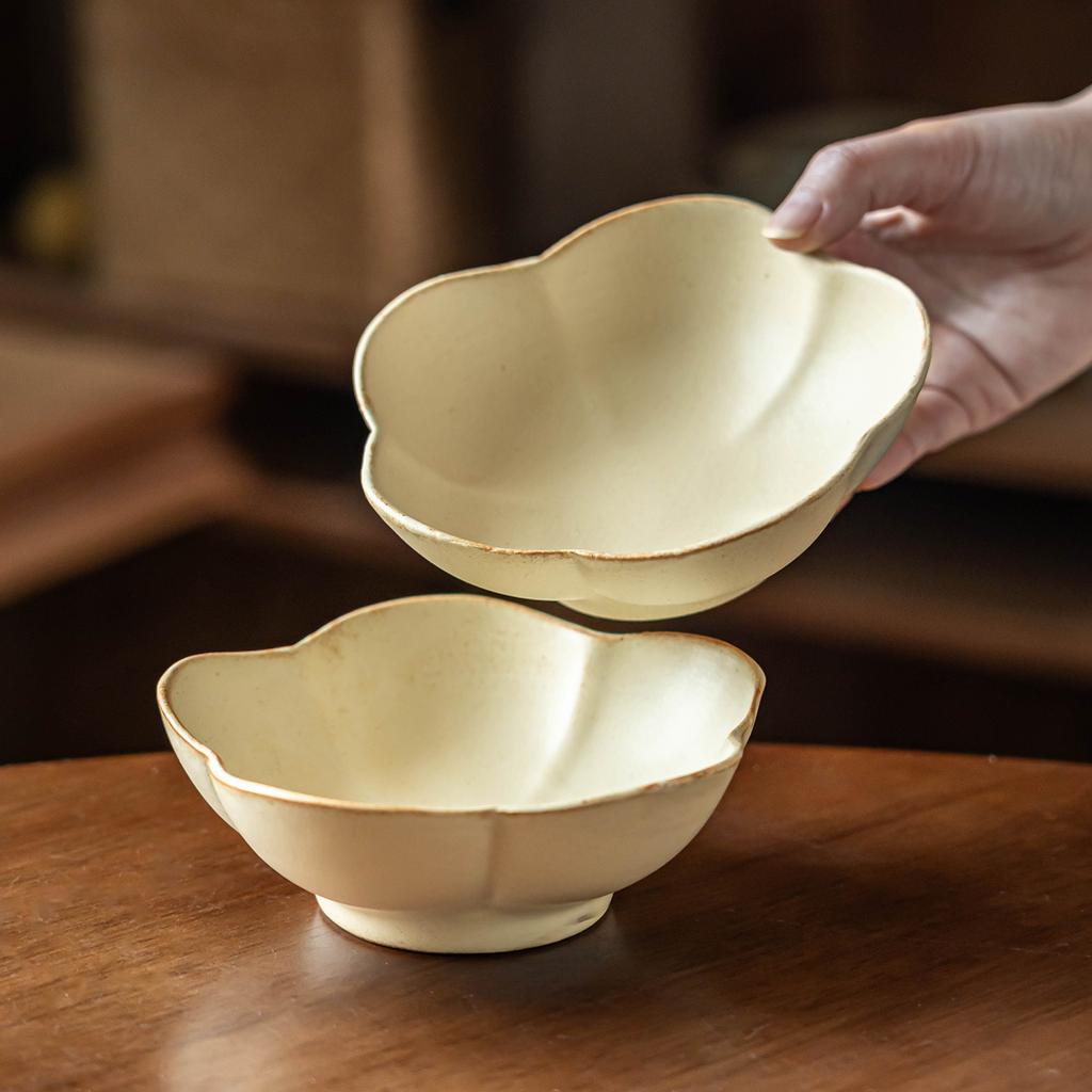 Coarse Pottery Rice Bowl Household Japanese Tableware Ceramic Small Bowl High Value Flower Bowl Commercial Dessert Bowl Personal Bowl