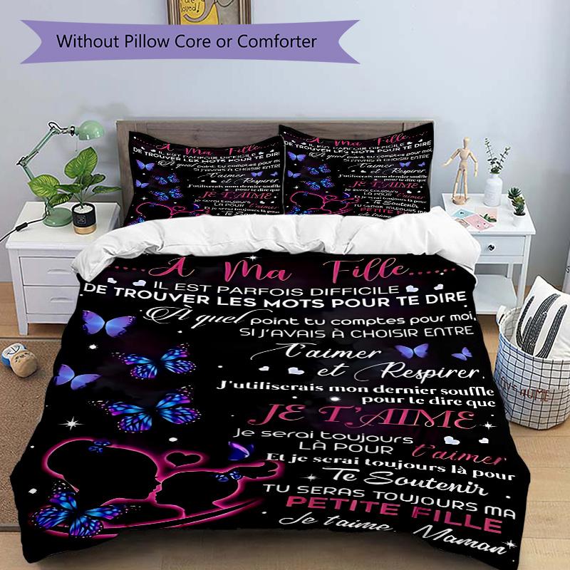 

3pcs Love Letter to My Daughter, Includes One Quilt Cover and Two Pillowcases (No Core) - Perfect for Bedding Sets, Home Decor, and Special Occasions 135x200cm