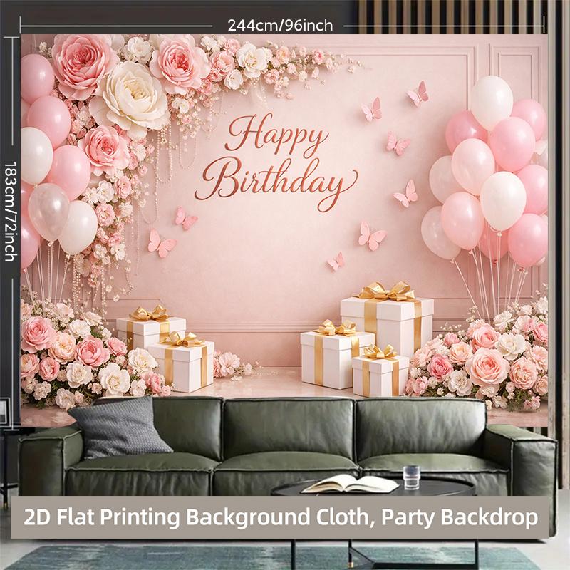 1 Piece of 2D Background Fabric, Polyester Background Fabric for Birthday Celebration Event, Party Banner