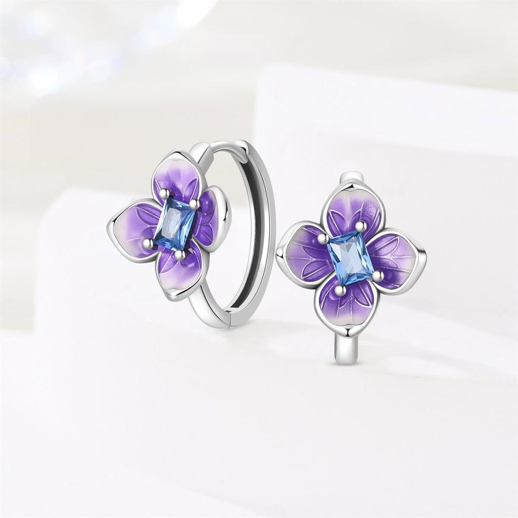 Fashionable Pansy Lily Of The Valley Firefly Earrings Light Luxury Elegant Ear Jewelry