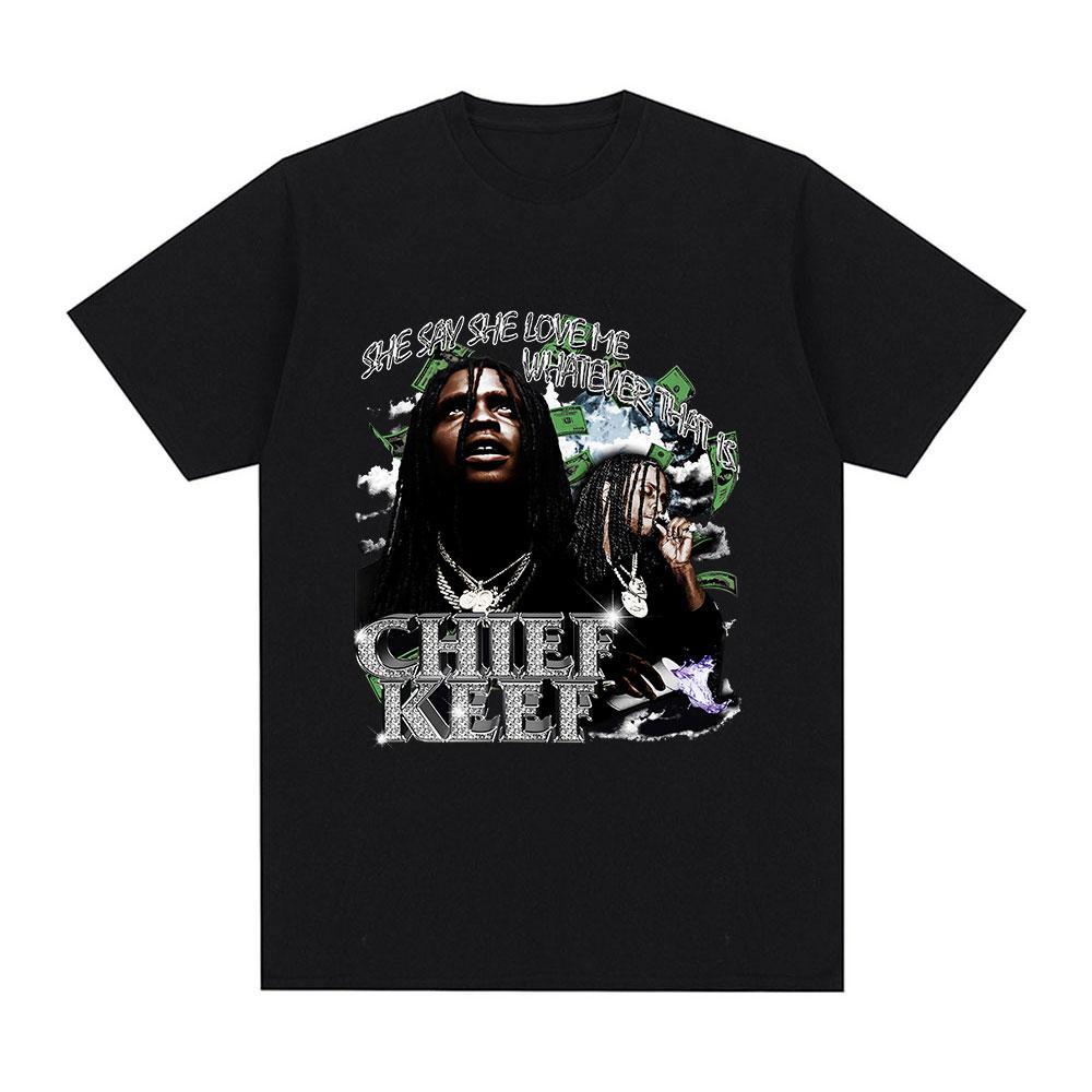 Camiseta I Love Chief Keef, pantalón corto informal a la moda para hombre, camiseta Vintage gótica de gran tamaño, camisetas de algodón, ropa informal estilo Hip Hop
