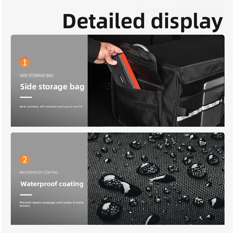 HQ Large Capacity Foldable Car Trunk Storage Box Oxford Cloth w/ Reflective Tape Sturdy Organizer for Car Camping Storage Bag