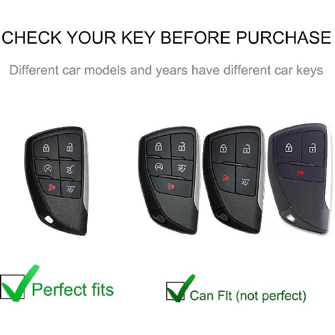 Buick-Schlüsselanhänger-Abdeckung mit Buick-Schlüsselanhänger, Auto-Schlüsselanhänger-Hülle kompatibel mit Buick 2021 2022 Chevrolet Suburban Tahoe Smart Key