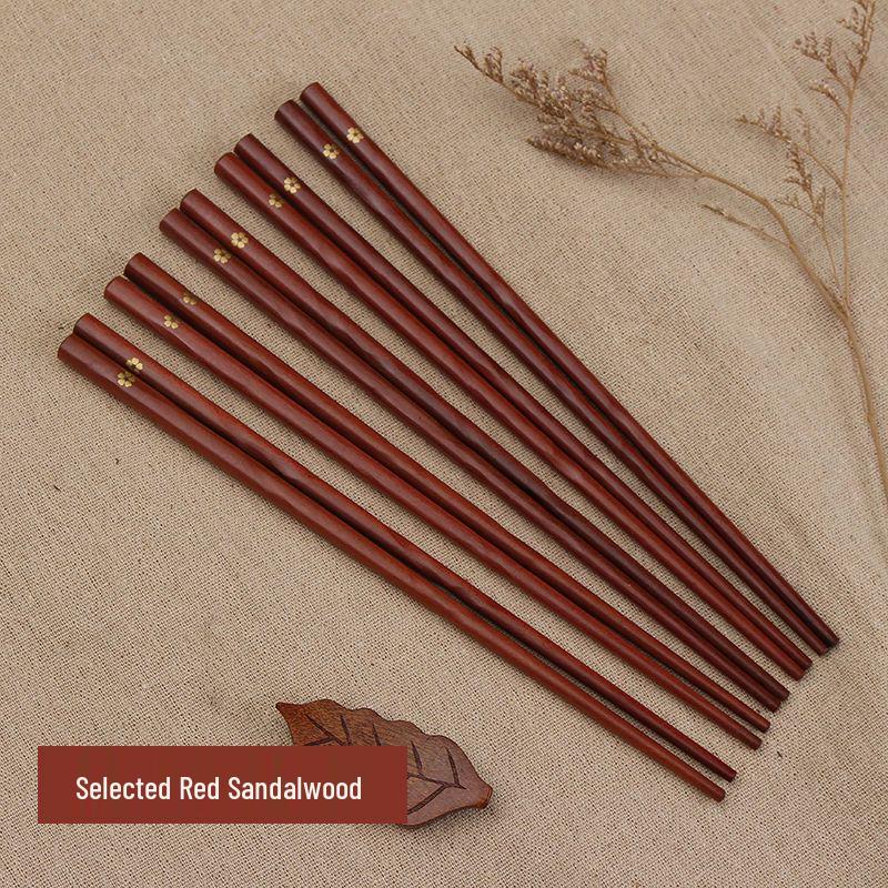 Japanese-Style Solid Wood Chopsticks - Pointed Tip, 5 Pairs (10 Pieces) for Home Use 5 Pairs Home Simple Pack