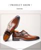 Men's Plus Size Genuine Leather Square Toe Monk Strap Shoes