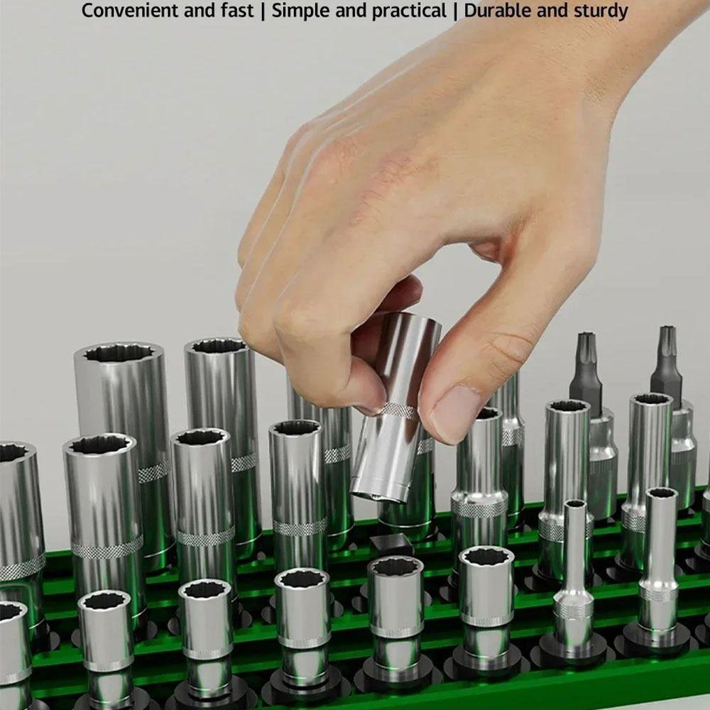 1/4 3/8 1/2 Inch Socket Clip Rail Holder Heavy Duty Socket Rack  Disassembly Repair Storage Tool