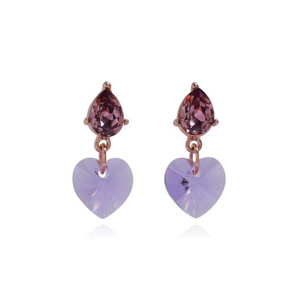 E552 Purple Austrian Crystal Silver Needle Earrings