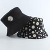 Sommer-Gänseblümchen Eimerhut Damen Mode Baumwolle Strand Sonnenhüte Wende Bob chapeau Femme Blumenhut Fischerhut