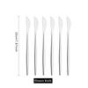 6Pcs Silver Tableware Set Knife Fork Long Handle Spoon Dinnerware Dessert Flatware Matte Cutlery Stainless Steel Silverware