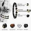 Leopard Head Beaded Bracelets for Men Women 8mm Rock Lava Stone Crown King Lion Charm Bracelet Set Natural Stone Elastic Jewelry