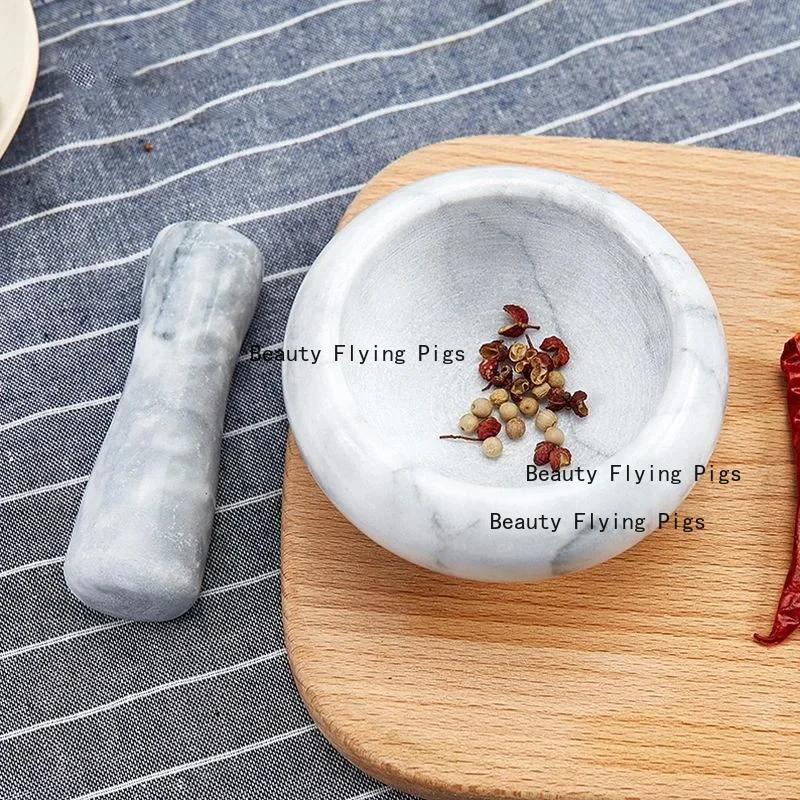 1pc Marble Garlic Masher Manual Mini Tablet Sichuan Pepper Grinder Marble Hand-held Utensil Home Decoration Kitchen Utensils