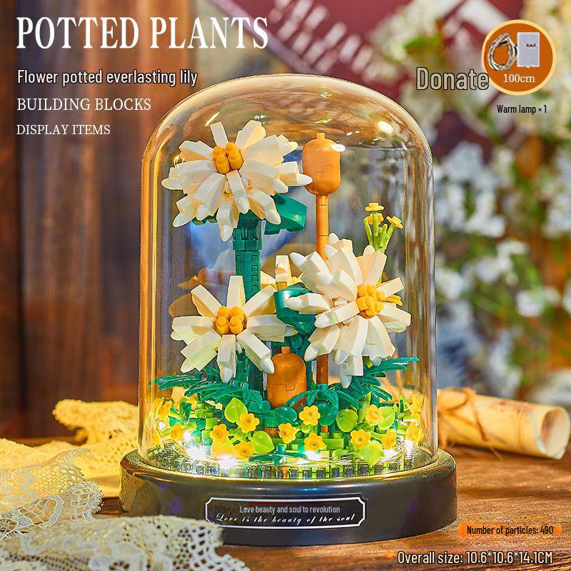 Belledi Eternal Flower Building Blocks: Handmade Educational Toy Bouquet for Valentine's Day Gift