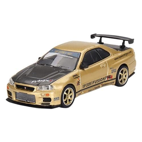 MINI GT 1/64 Scale Nissan Skyline GT-R R34 Top Secret Gold Right-Hand Drive Japan Exclusive Finished Product
