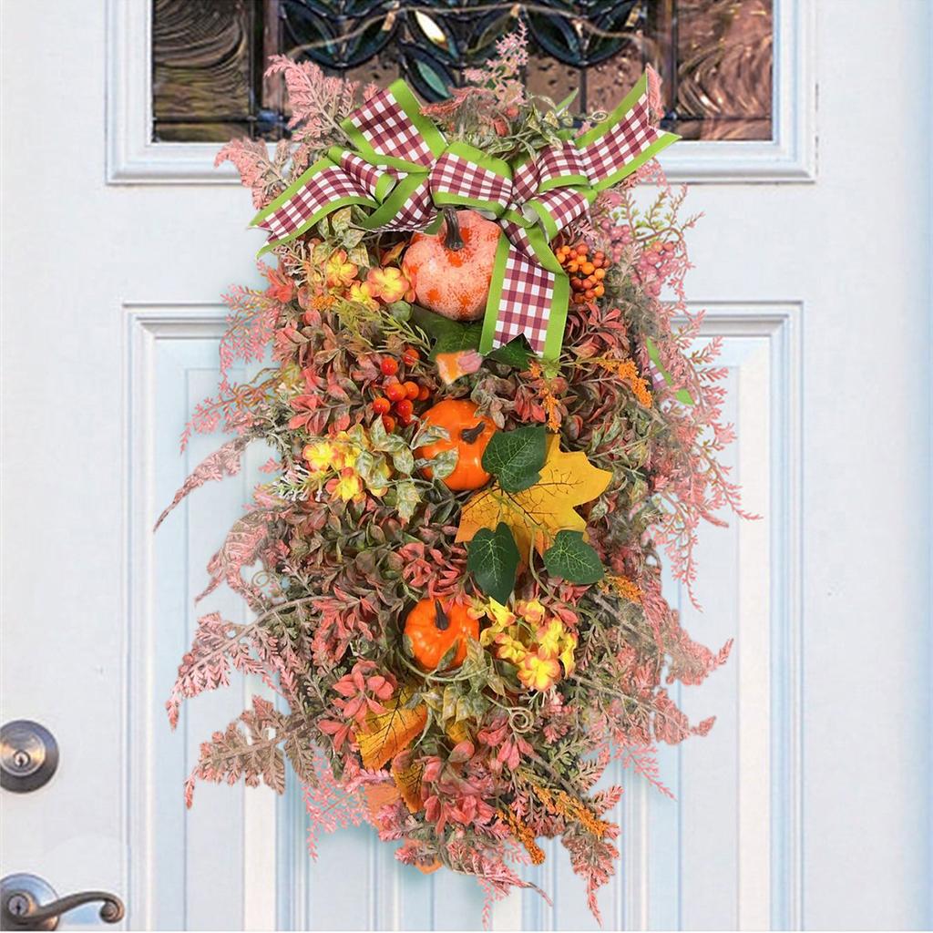 Fall Wreaths For Front Door, Artificial Leaf Pumpkin Berry Wreath For Wreath Indoor Outdoor Decorations